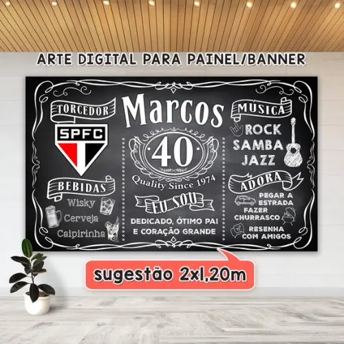 Arte Digital Painel Chalkboard Aniversário Jack 40 Anos