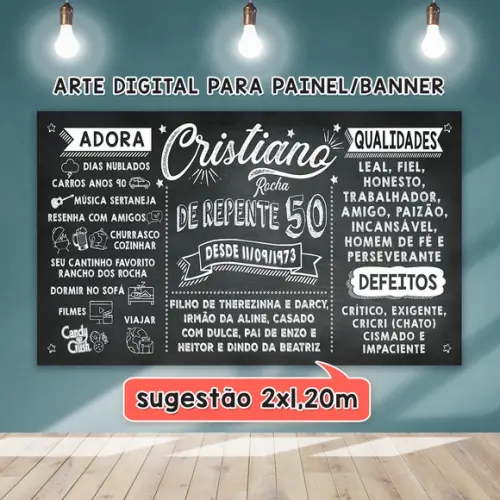 Arte Digital Painel Chalkboard Aniversario de Repente 50