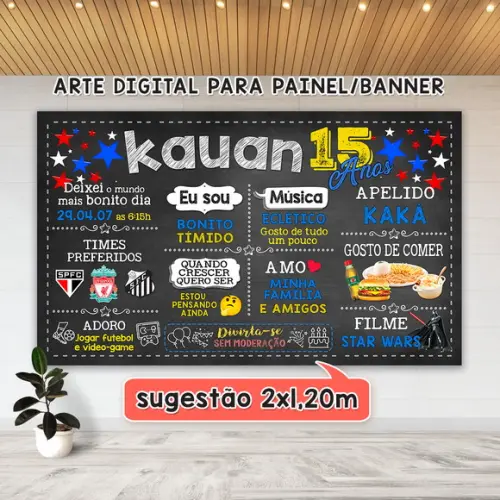 Arte Digital Painel Chalkboard Festa - Aniversário 15 Anos