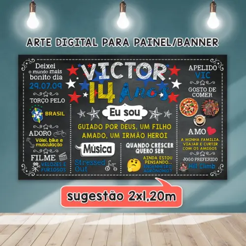 Arte Digital Painel Chalkboard Festa - Aniversário 15 Anos