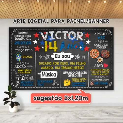 Arte Digital Painel Chalkboard Festa - Aniversário 15 Anos