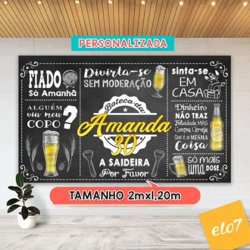 Arte Digital Painel Chalkboard Festa - Boteco Da Amanda