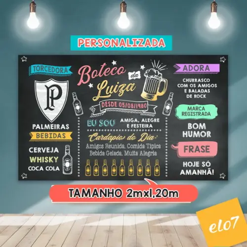 Arte Digital Painel Chalkboard Festa - Boteco Da Luiza
