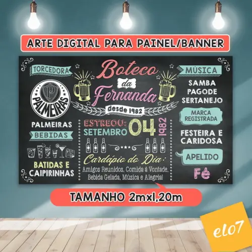 Arte Digital Painel Chalkboard Festa - Boteco Da Fernanda