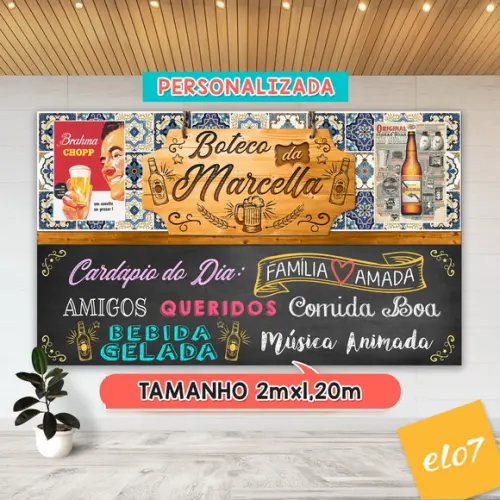 Arte Digital Painel Chalkboard Festa - Boteco Da Marcella