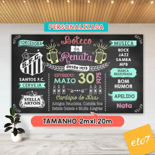 Arte Digital Painel Chalkboard Festa - Boteco da Renata