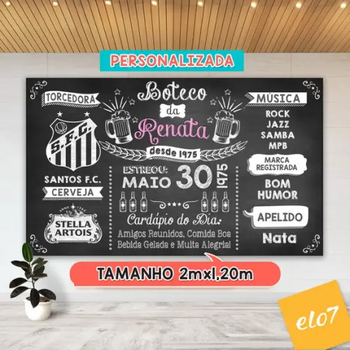 Arte Digital Painel Chalkboard Festa - Boteco Da Renata