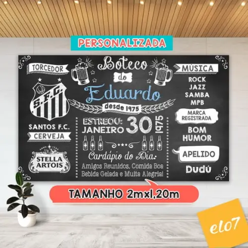 Arte Digital Painel Chalkboard Festa - Boteco do Eduardo
