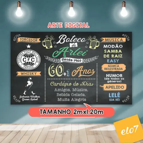 Arte Digital Painel Chalkboard Festa - Boteco Do Arlei