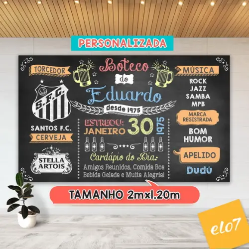 Arte Digital Painel Chalkboard Festa - Boteco Do Eduardo