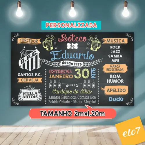 Arte Digital Painel Chalkboard Festa - Boteco Do Eduardo