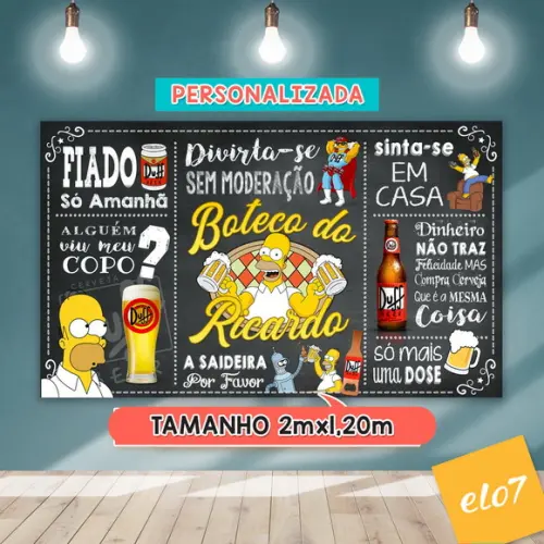 Arte Digital Painel Chalkboard Festa - Boteco Sinpsons Duff