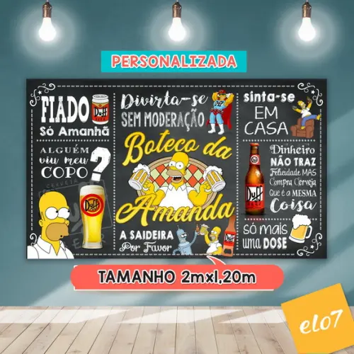 Arte Digital Painel Chalkboard Festa - Boteco Sinpsons Duff