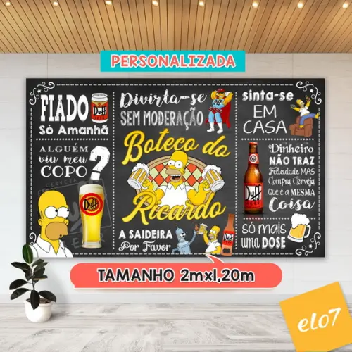 Arte Digital Painel Chalkboard Festa - Boteco Sinpsons Duff