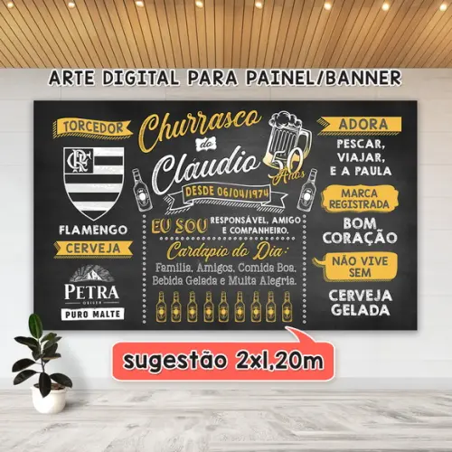 Arte Digital Painel Chalkboard Festa - Churrasco do Claudio