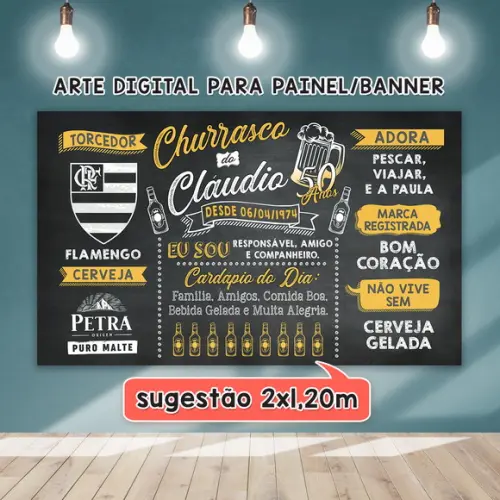 Arte Digital Painel Chalkboard Festa - Churrasco do Claudio