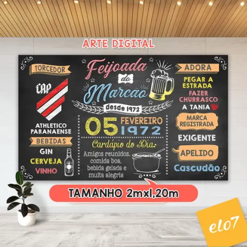 Arte Digital Painel Chalkboard Festa - Feijoada Do Marcão