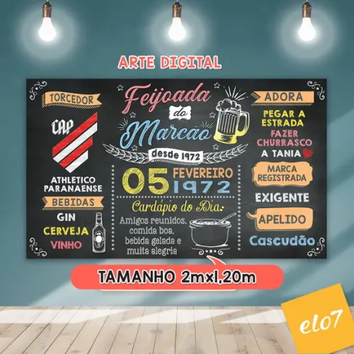 Arte Digital Painel Chalkboard Festa - Feijoada Do Marcão