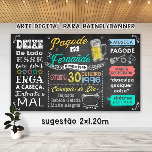 Arte Digital Painel Chalkboard Festa - Pagode do Fernando