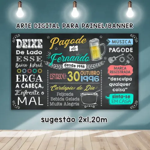 Arte Digital Painel Chalkboard Festa - Pagode do Fernando