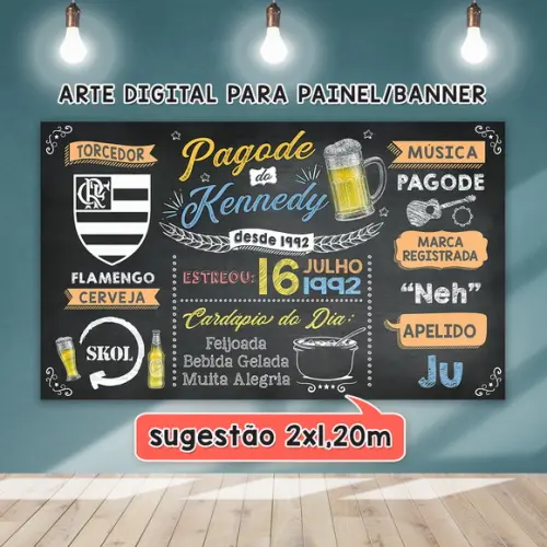 Arte Digital Painel Chalkboard Festa - Pagode Do Kennedy