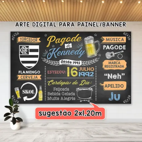Arte Digital Painel Chalkboard Festa - Pagode Do Kennedy