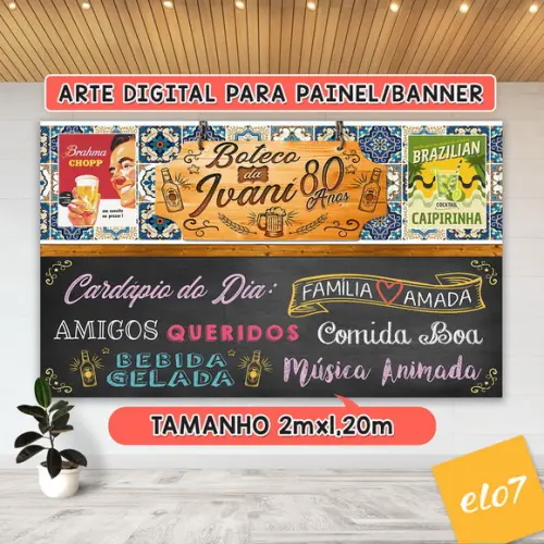 Arte Digital Painel Chalkboard Festa Boteco Da Ivani 80 Anos