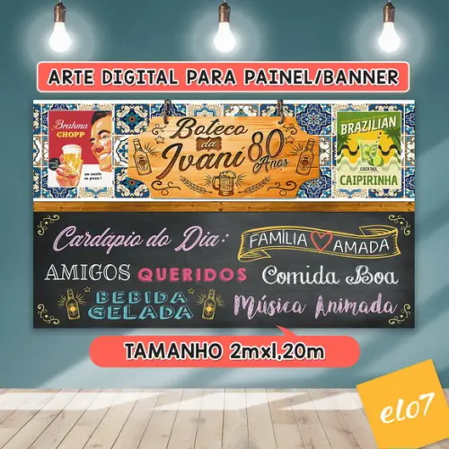 Arte Digital Painel Chalkboard Festa Boteco Da Ivani 80 Anos
