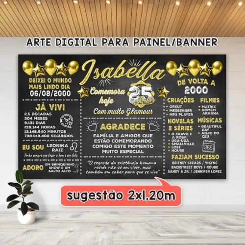 Arte Digital para Painel Banner Aniversário 25 Anos