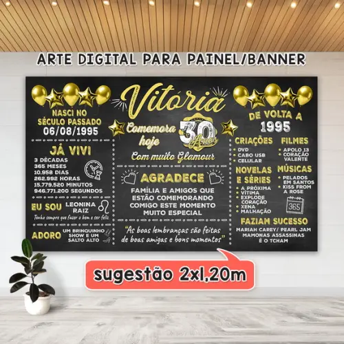 Arte Digital para Painel Banner Aniversário 30 Anos
