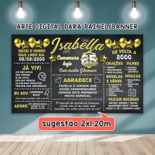 Arte Digital para Painel Banner Aniversário 25 Anos