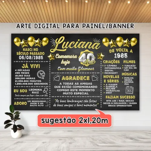 Arte Digital para Painel Banner Aniversário 40 Anos