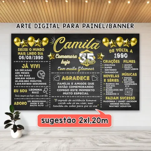 Arte Digital para Painel Banner Aniversário 35 Anos