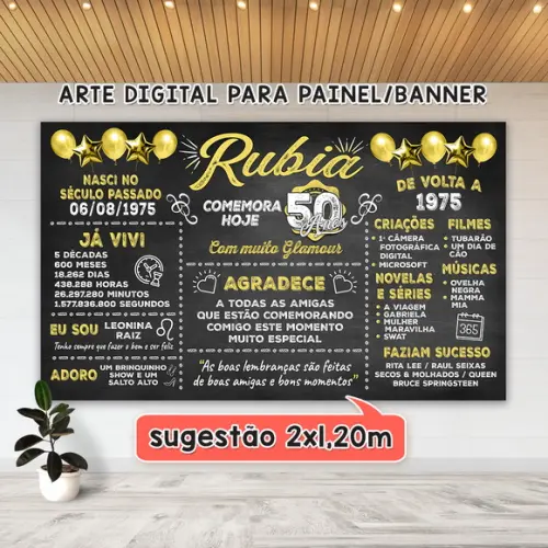 Arte Digital para Painel Banner Aniversário 50 Anos