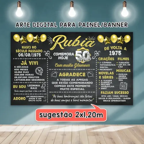 Arte Digital para Painel Banner Aniversário 50 Anos
