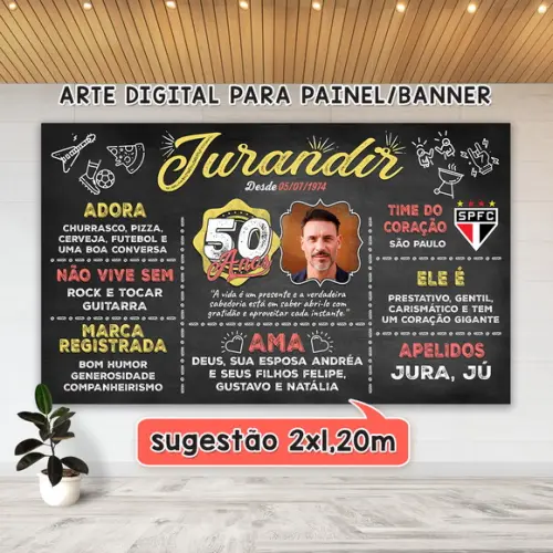 Arte Digital para Painel Banner Aniversário 50 Anos