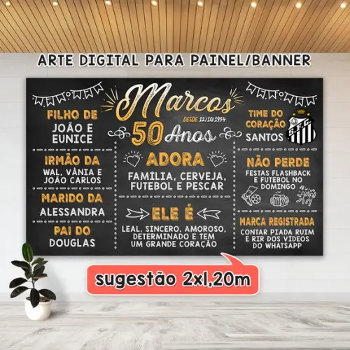Arte Digital para Painel Banner Aniversário 50 Anos