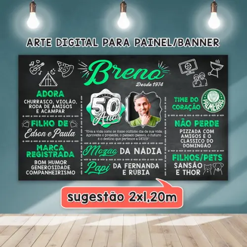 Arte Digital para Painel Banner Aniversário 50 Anos