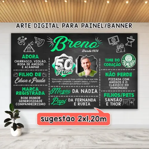 Arte Digital para Painel Banner Aniversário 50 Anos