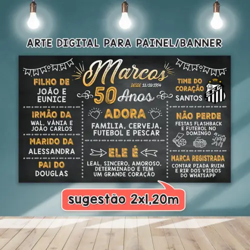 Arte Digital para Painel Banner Aniversário 50 Anos