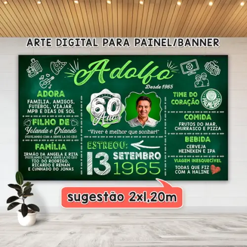 Arte Digital para Painel Banner Aniversário 60 Anos