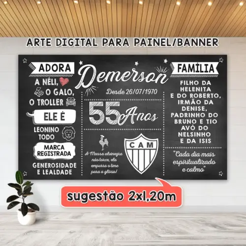 Arte Digital para Painel Banner Aniversário 55 Anos