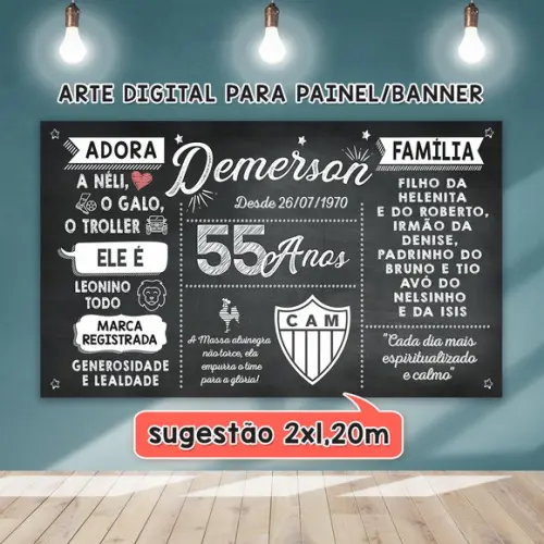 Arte Digital para Painel Banner Aniversário 55 Anos