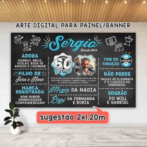 Arte Digital para Painel Banner Aniversário 60 Anos