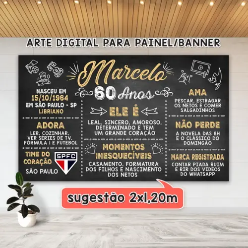 Arte Digital para Painel Banner Aniversário 60 Anos