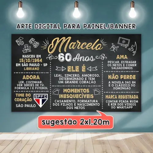 Arte Digital para Painel Banner Aniversário 60 Anos