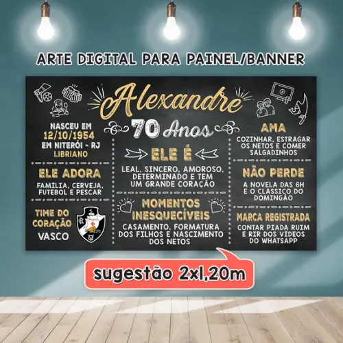 Arte Digital para Painel Banner Aniversário 70 Anos