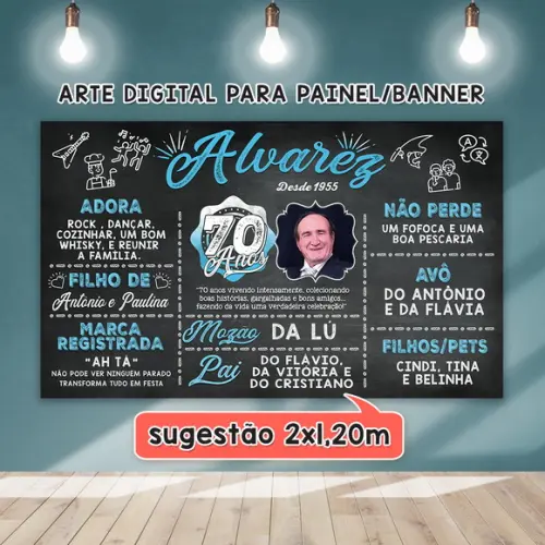 Arte Digital para Painel Banner Aniversário 80 Anos