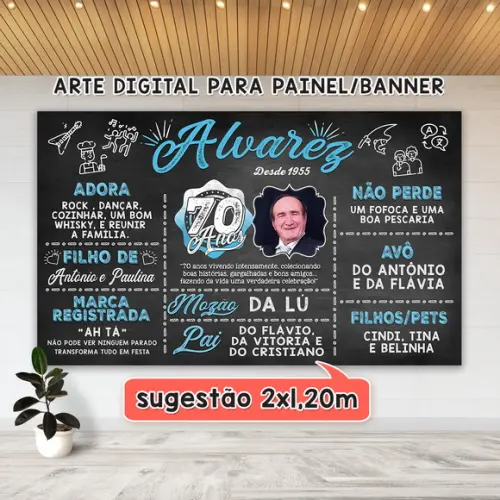 Arte Digital para Painel Banner Aniversário 80 Anos