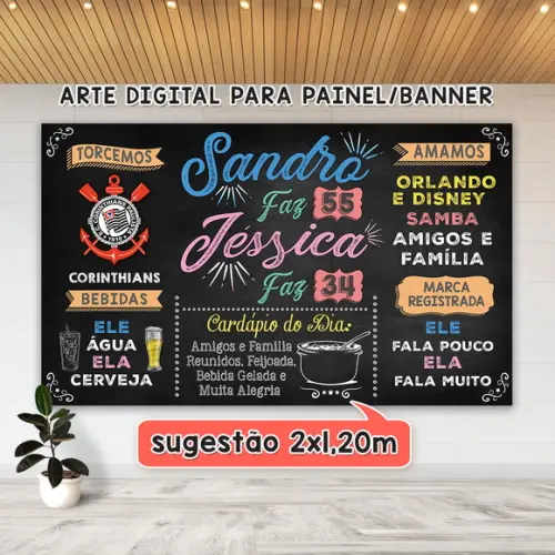 Arte Digital para Painel Banner Aniversário Dois Nomes